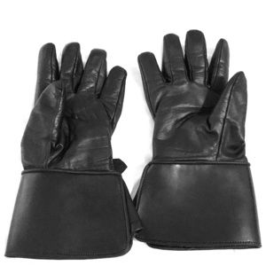 Men’s black leather gauntlet gloves